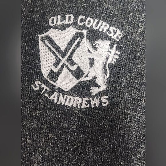 Auchterliones St Andrew SCOTLAND 112/44" XL BlackKnit 100%WOOL Lslv Men Sweater - Picture 3 of 7